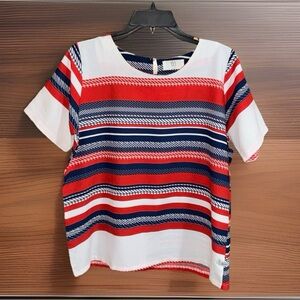 BAYO Women’s Vibrant Striped Short Sleeve Top -M- EUC